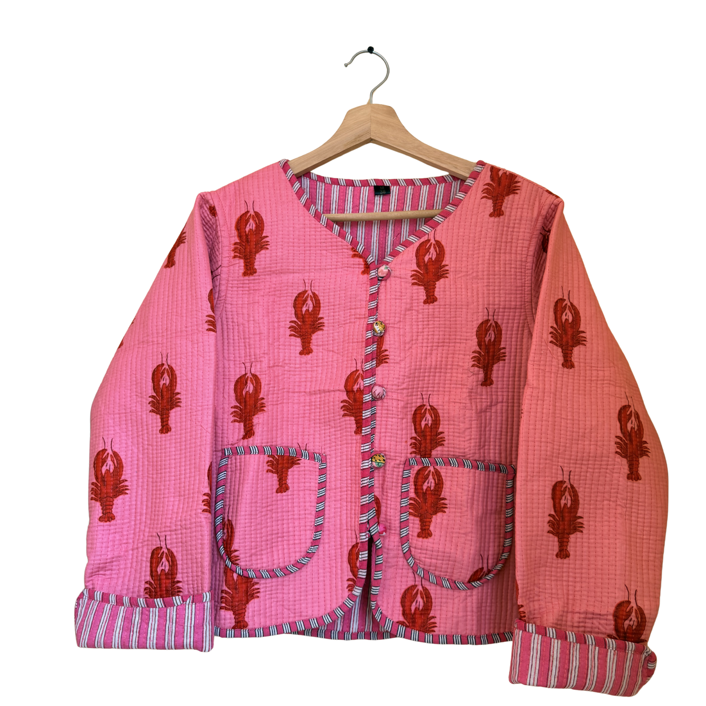 Lobster Pink Love – Chic Pink Cotton Quilted Reversible Jacket