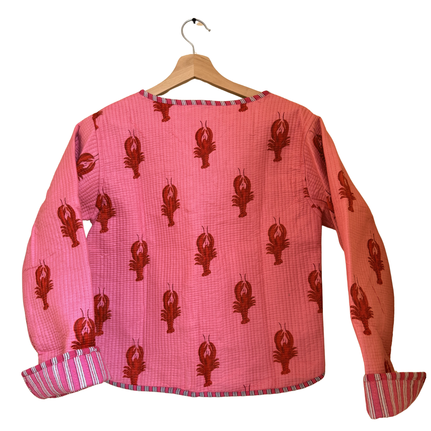 Lobster Pink Love – Chic Pink Cotton Quilted Reversible Jacket