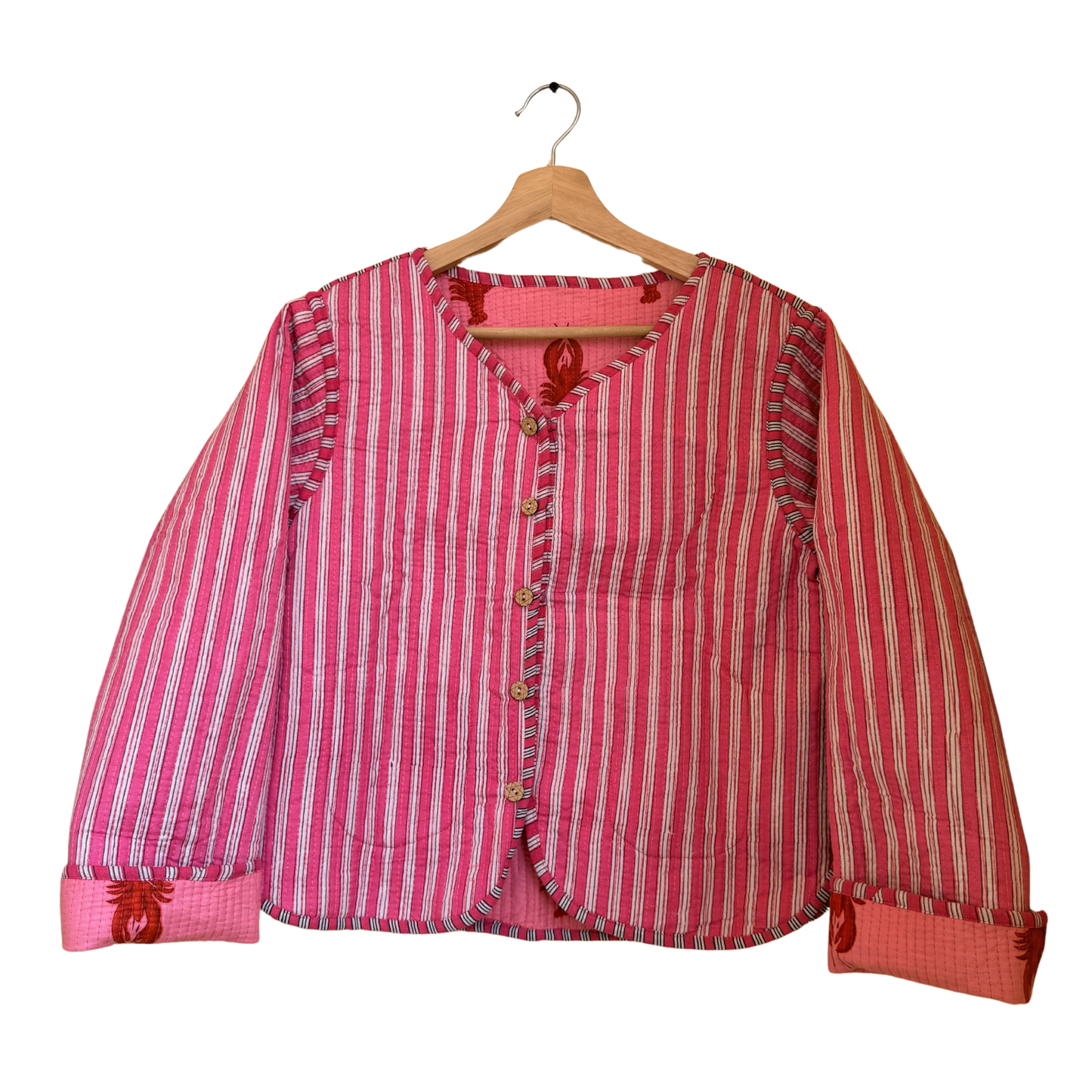 Lobster Pink Love – Chic Pink Cotton Quilted Reversible Jacket