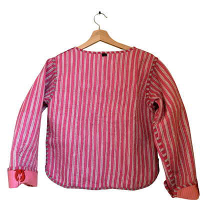 Lobster Pink Love – Chic Pink Cotton Quilted Reversible Jacket