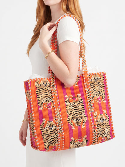 Tiger Orange Tango – Wander Reversible Tote Bag 18x18