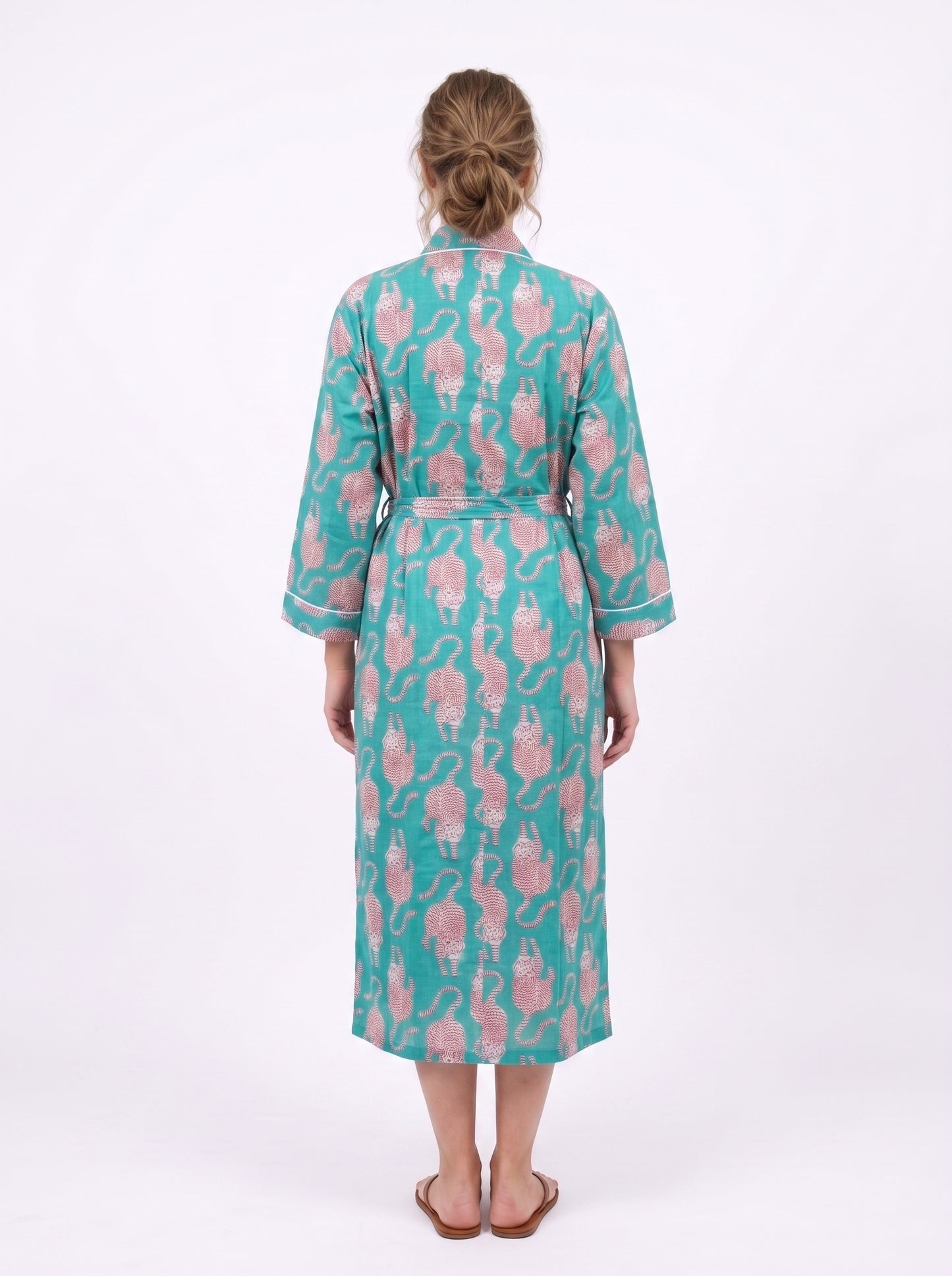 Teal Tiger Tales – Women’s Cotton Kimono