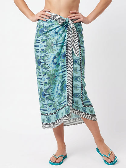 Blue Crimson Sarong Wrap - Beach Cover
