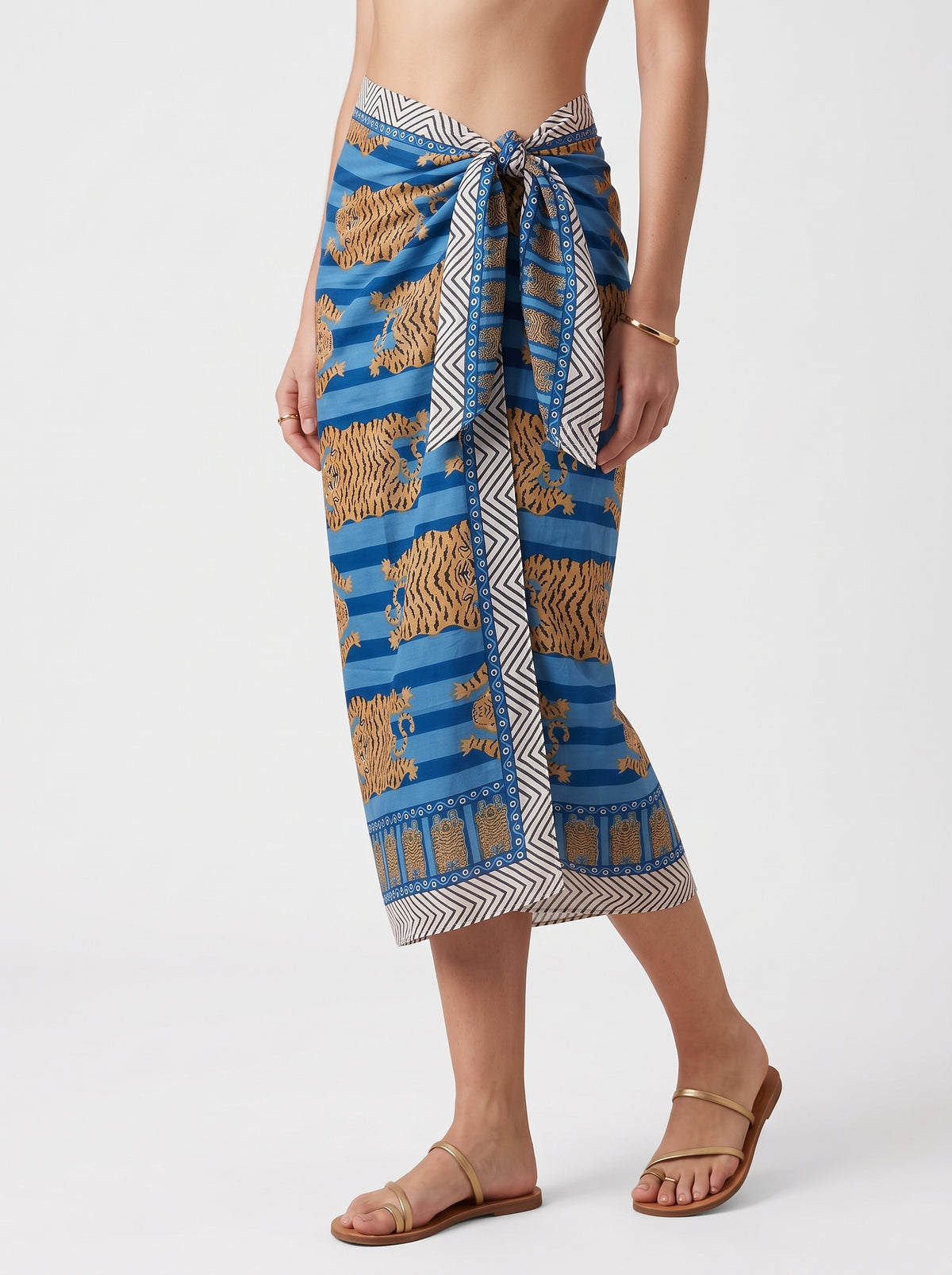 Blue Stripes Tiger Tibetan Sarong - Beach Cover