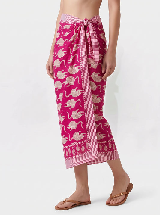 Pink Royal Tiger Sarong - Beach Cover