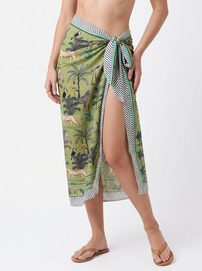 Mellow Green Safari Sarong - Beach Cover