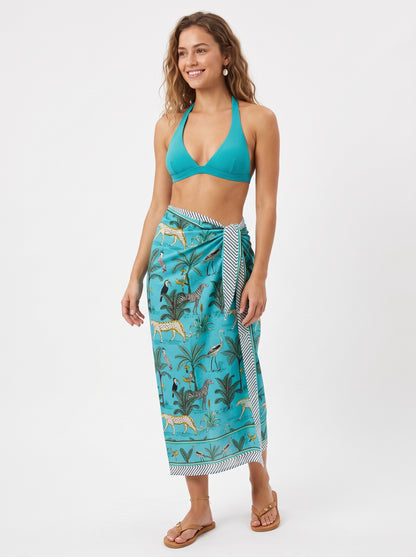 Sky Blue Safari Sarong Wrap - Beach Cover