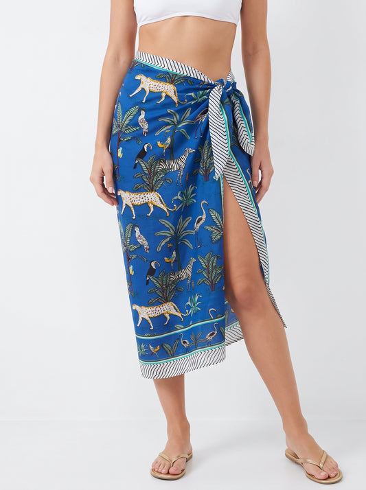 Emerald Blue Safari Sarong Wrap - Beach Cover