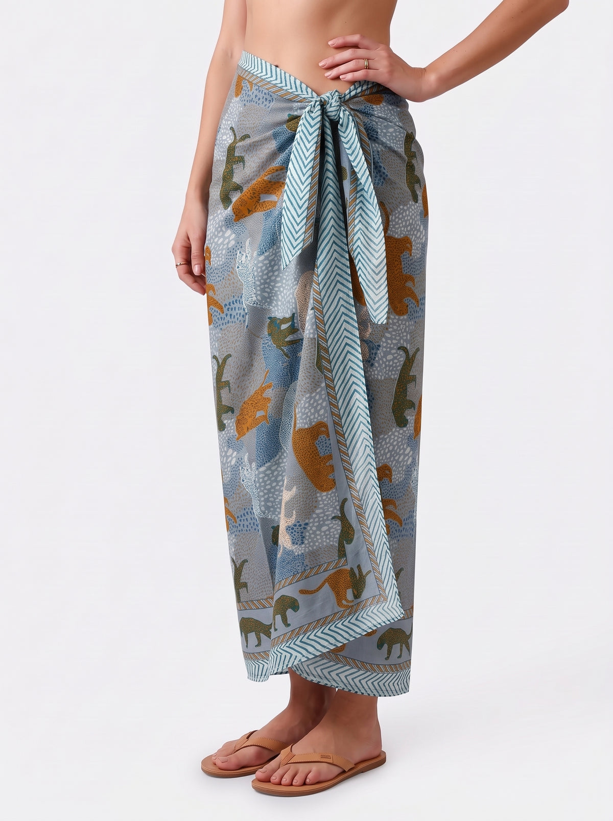 Tropical Grey Charm Sarong - Beach Cover
