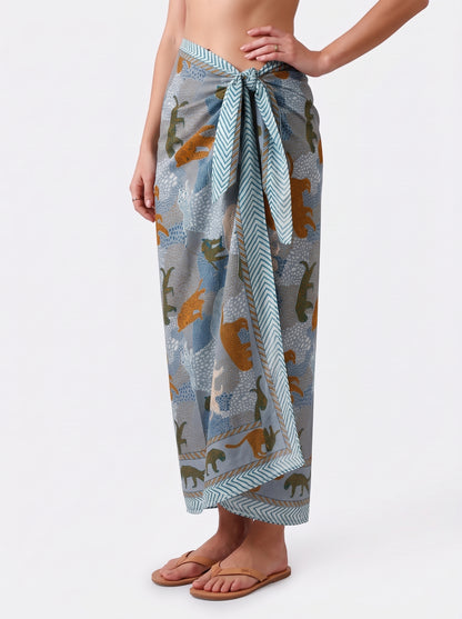 Tropical Grey Charm Sarong - Beach Cover