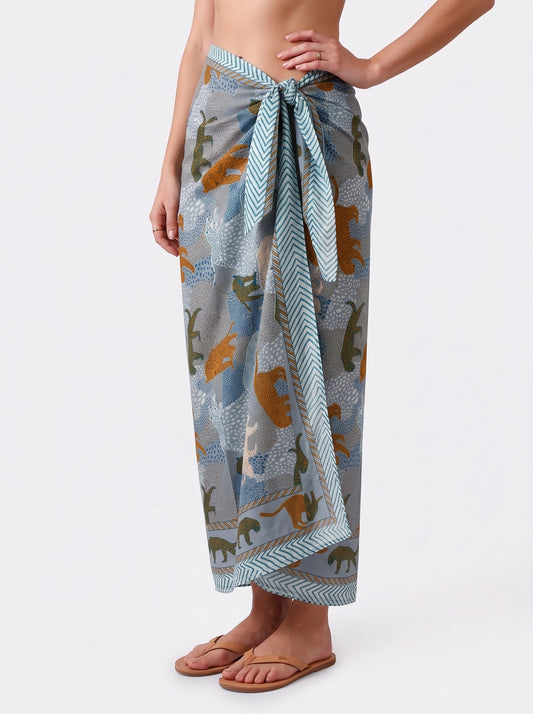 Tropical Grey Charm Sarong - Beach Cover