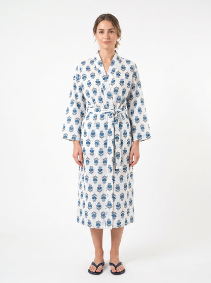 Mini Floral White Whisper – Women’s Cotton Kimono