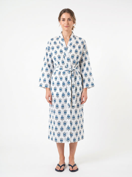 Mini Floral White Whisper – Women’s Cotton Kimono
