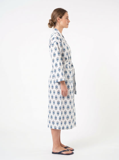 Mini Floral White Whisper – Women’s Cotton Kimono