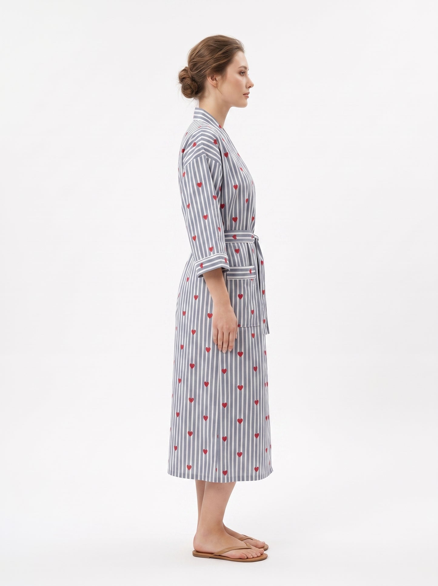 Grey Heart Riot Women's Cotton Kimono | 3/4 Sleeves