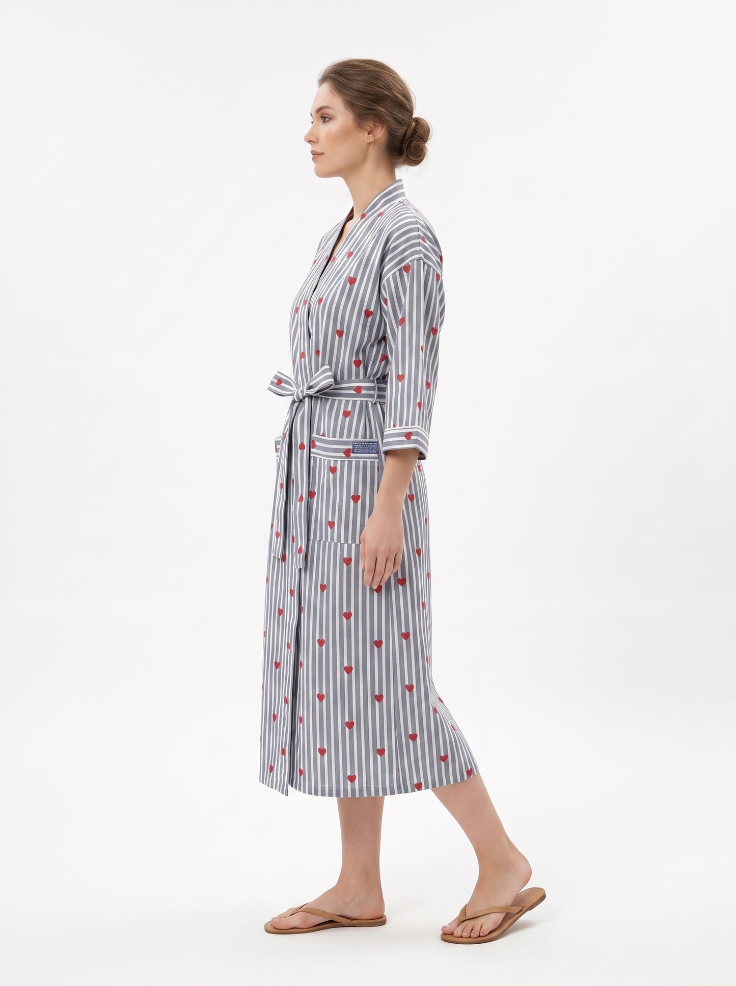 Grey Heart Riot Women's Cotton Kimono | 3/4 Sleeves