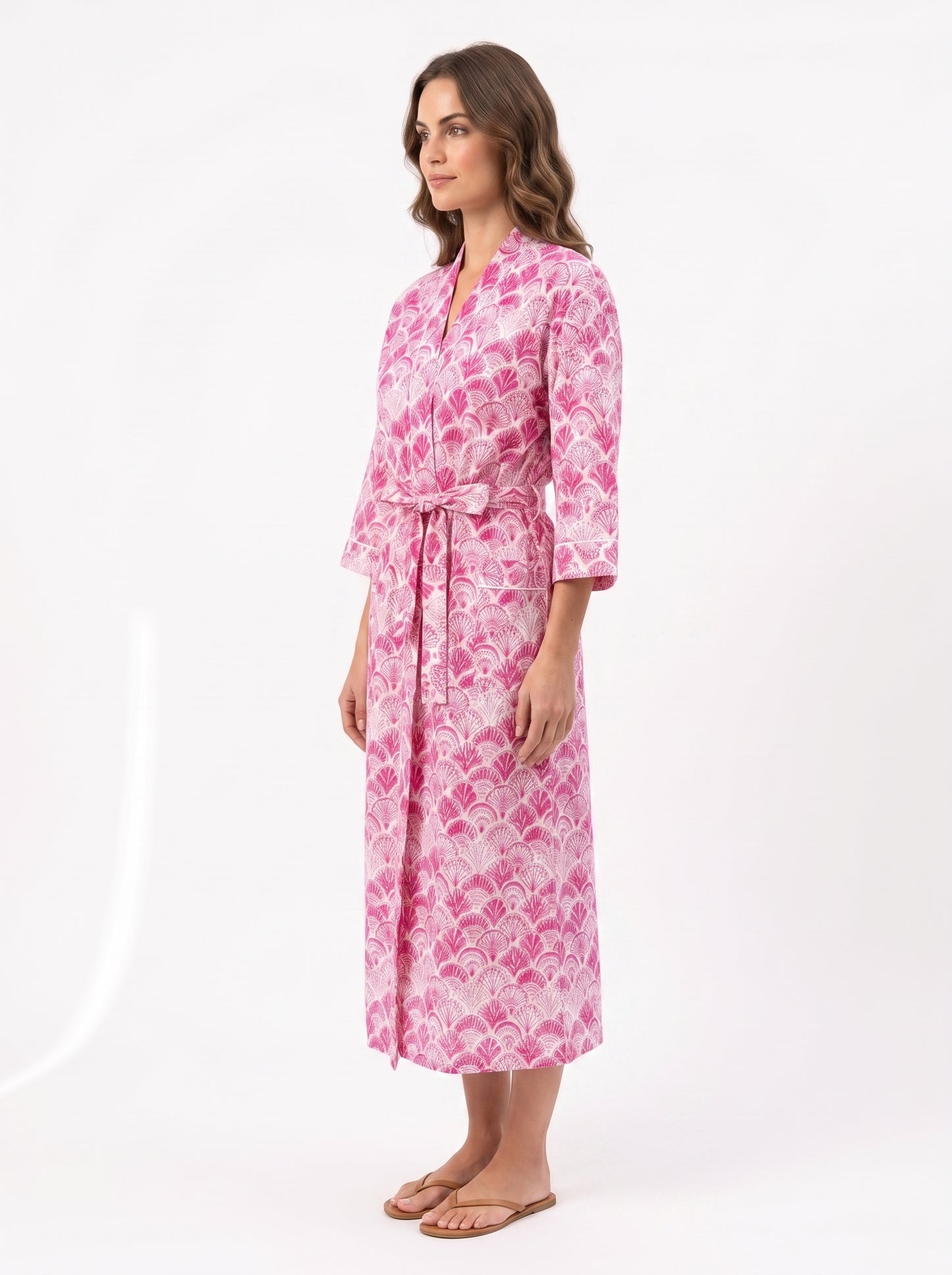 Pink Shell Women's Cotton Kimono | 3/4 Sleeves