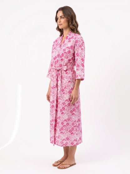 Pink Shell Women's Cotton Kimono | 3/4 Sleeves