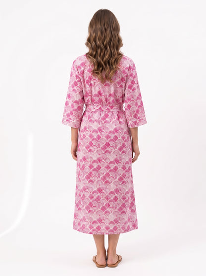Pink Shell Women's Cotton Kimono | 3/4 Sleeves