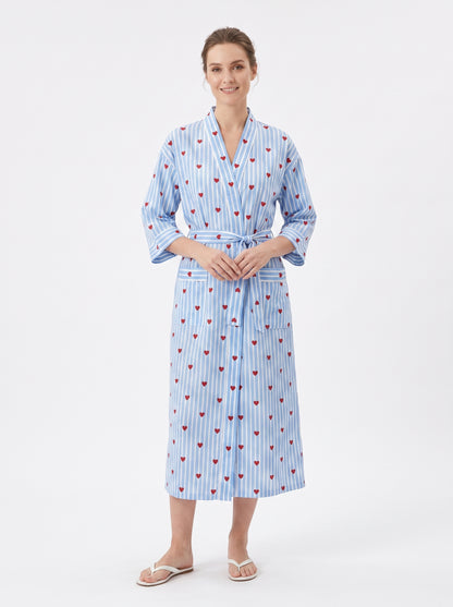 Blue Heart Riot Women's Cotton Kimono | 3/4 Sleeves