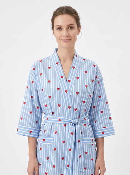 Blue Heart Riot Women's Cotton Kimono | 3/4 Sleeves
