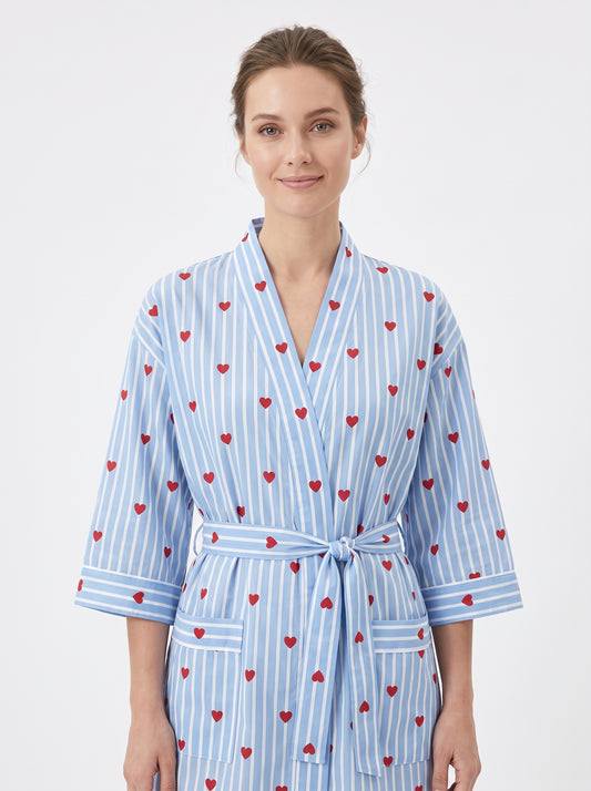 Blue Heart Riot Women's Cotton Kimono | 3/4 Sleeves