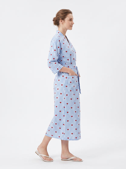 Blue Heart Riot Women's Cotton Kimono | 3/4 Sleeves