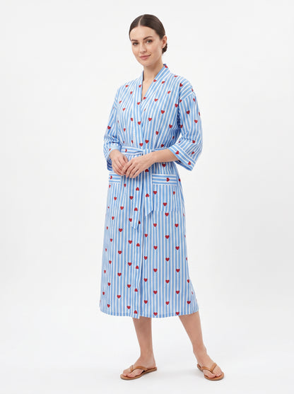 Blue Heart Riot Women's Cotton Kimono | 3/4 Sleeves