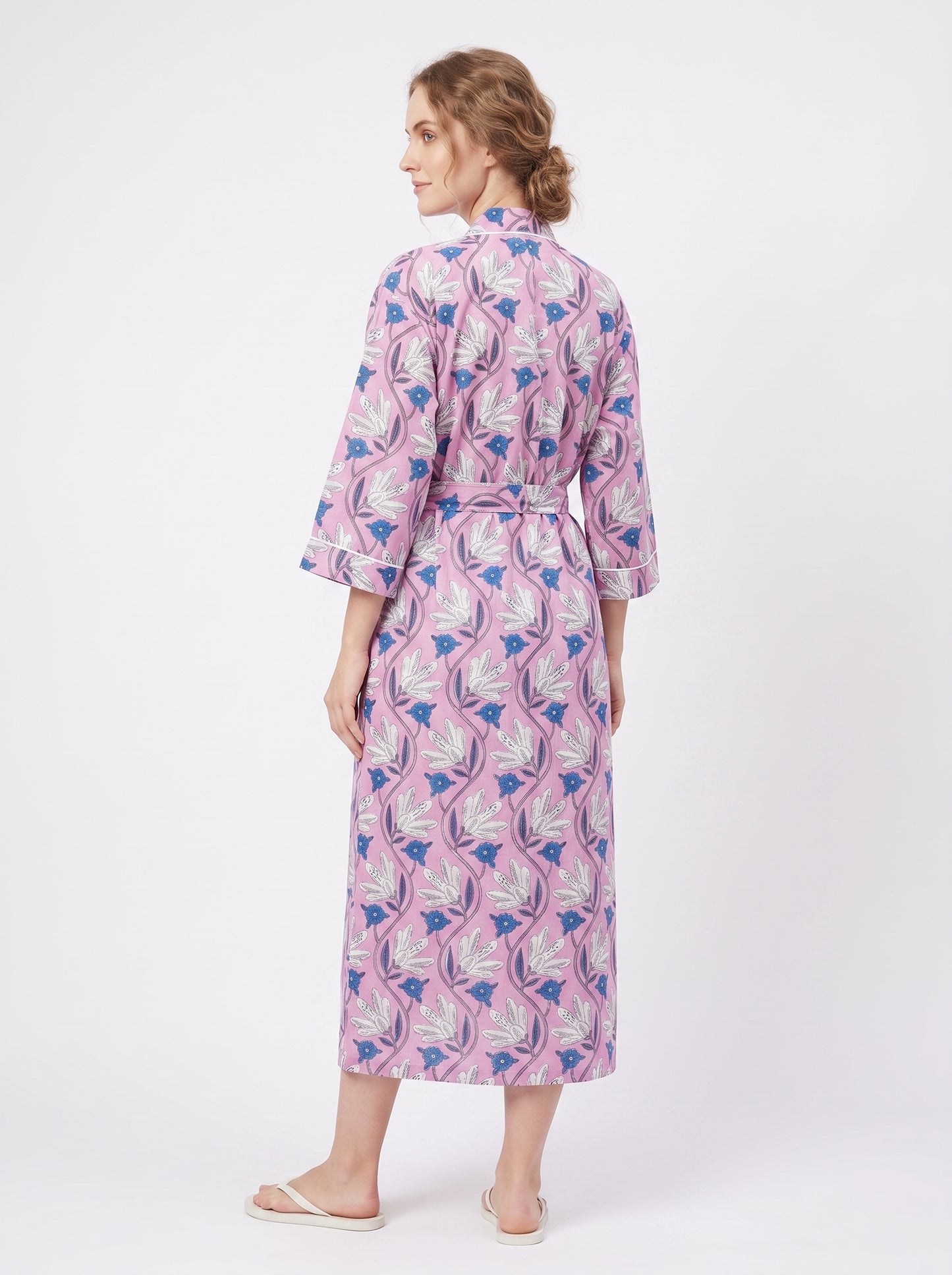 Purple Bloom Women's Cotton Kimono | 3/4 Sleeves