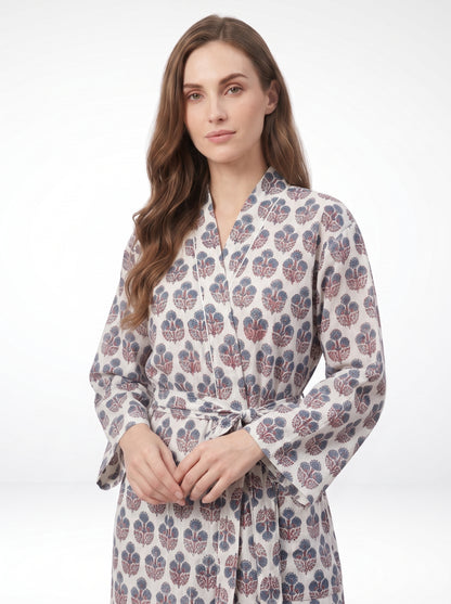 Mini Floral White Whisper – Women’s Cotton Kimono