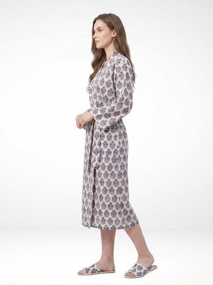 Mini Floral White Whisper – Women’s Cotton Kimono