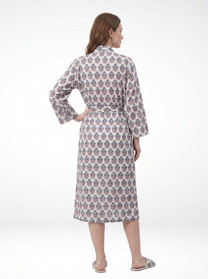 Mini Floral White Whisper – Women’s Cotton Kimono