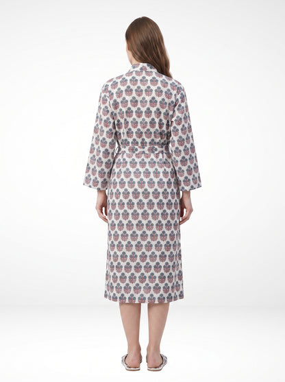 Mini Floral White Whisper – Women’s Cotton Kimono