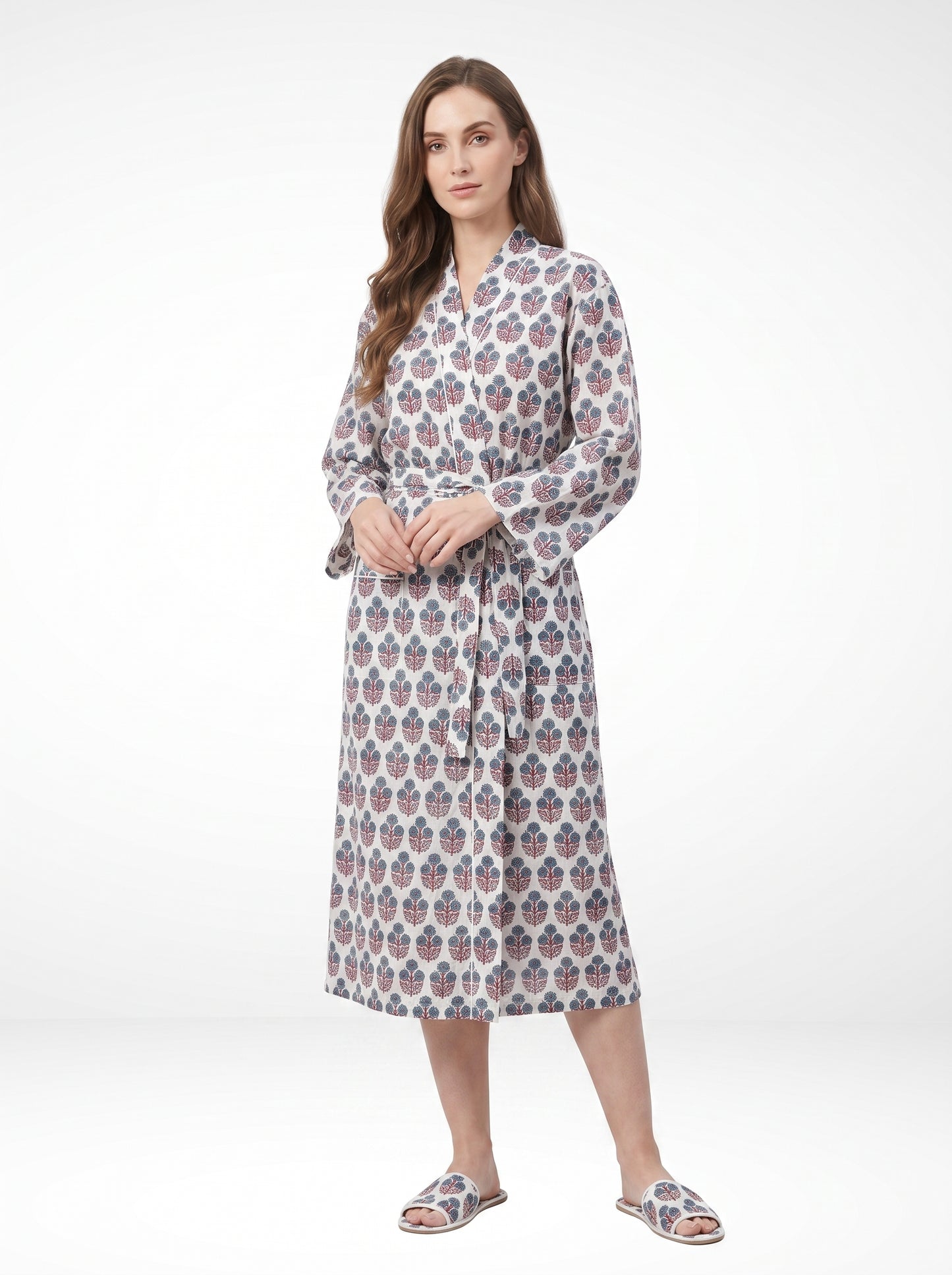 Mini Floral White Whisper – Women’s Cotton Kimono
