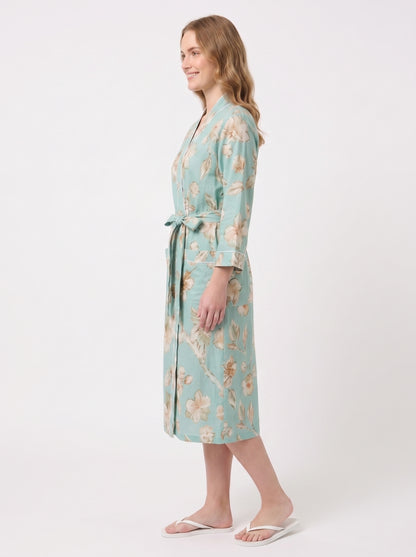 Sky Blue Bloom – Women’s Cotton Kimono