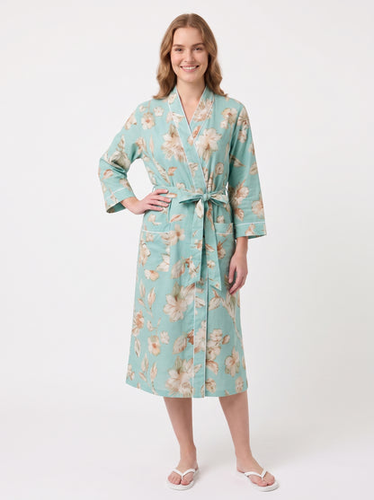 Sky Blue Bloom – Women’s Cotton Kimono