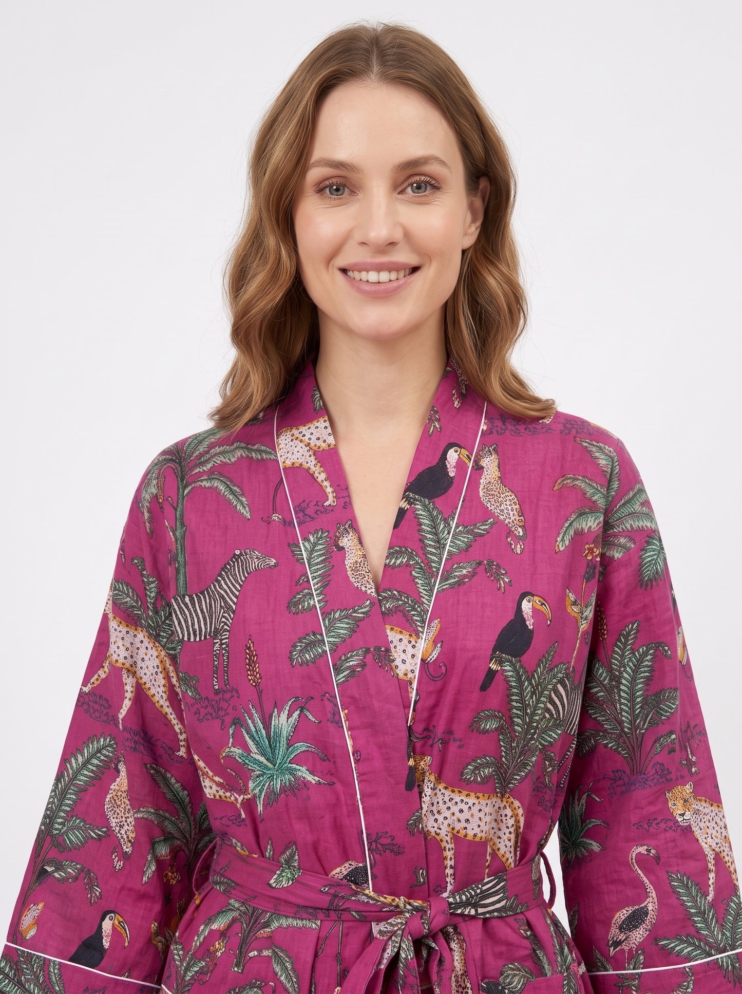 Pink Safari Print – Women’s Cotton Kimono
