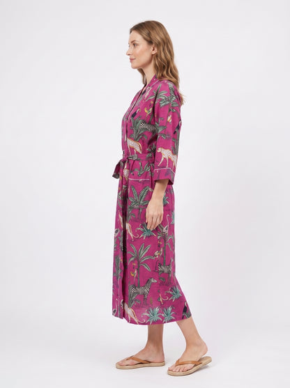 Pink Safari Print – Women’s Cotton Kimono