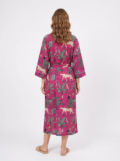 Pink Safari Print – Women’s Cotton Kimono