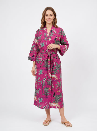 Pink Safari Print – Women’s Cotton Kimono