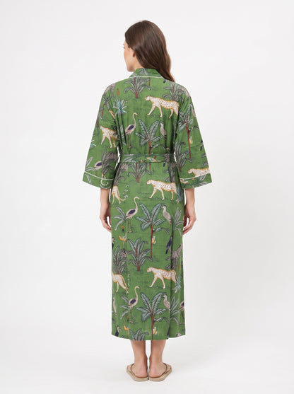 Green Safari Print – Women’s Cotton Kimono