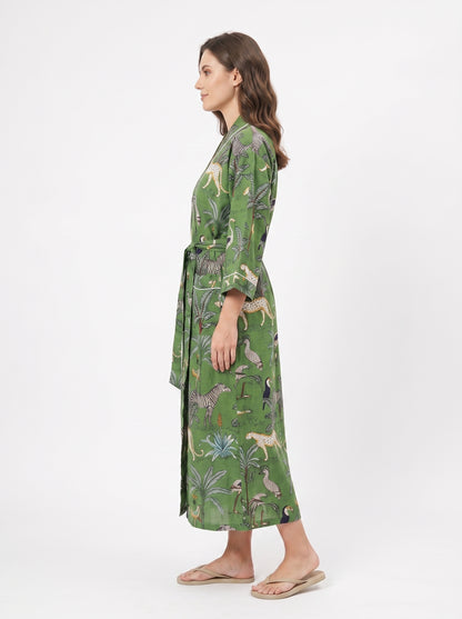 Green Safari Print – Women’s Cotton Kimono