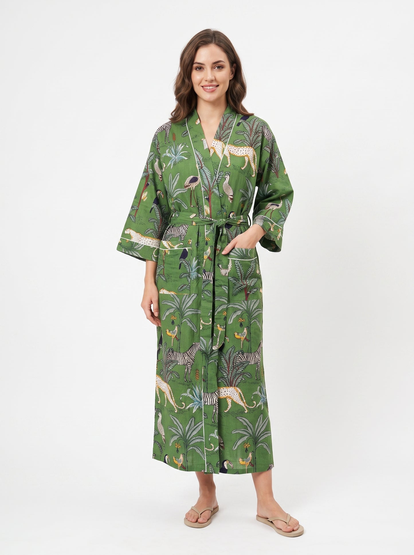 Green Safari Print – Women’s Cotton Kimono