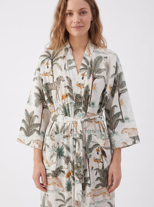 White Safari – Women’s Cotton Kimono