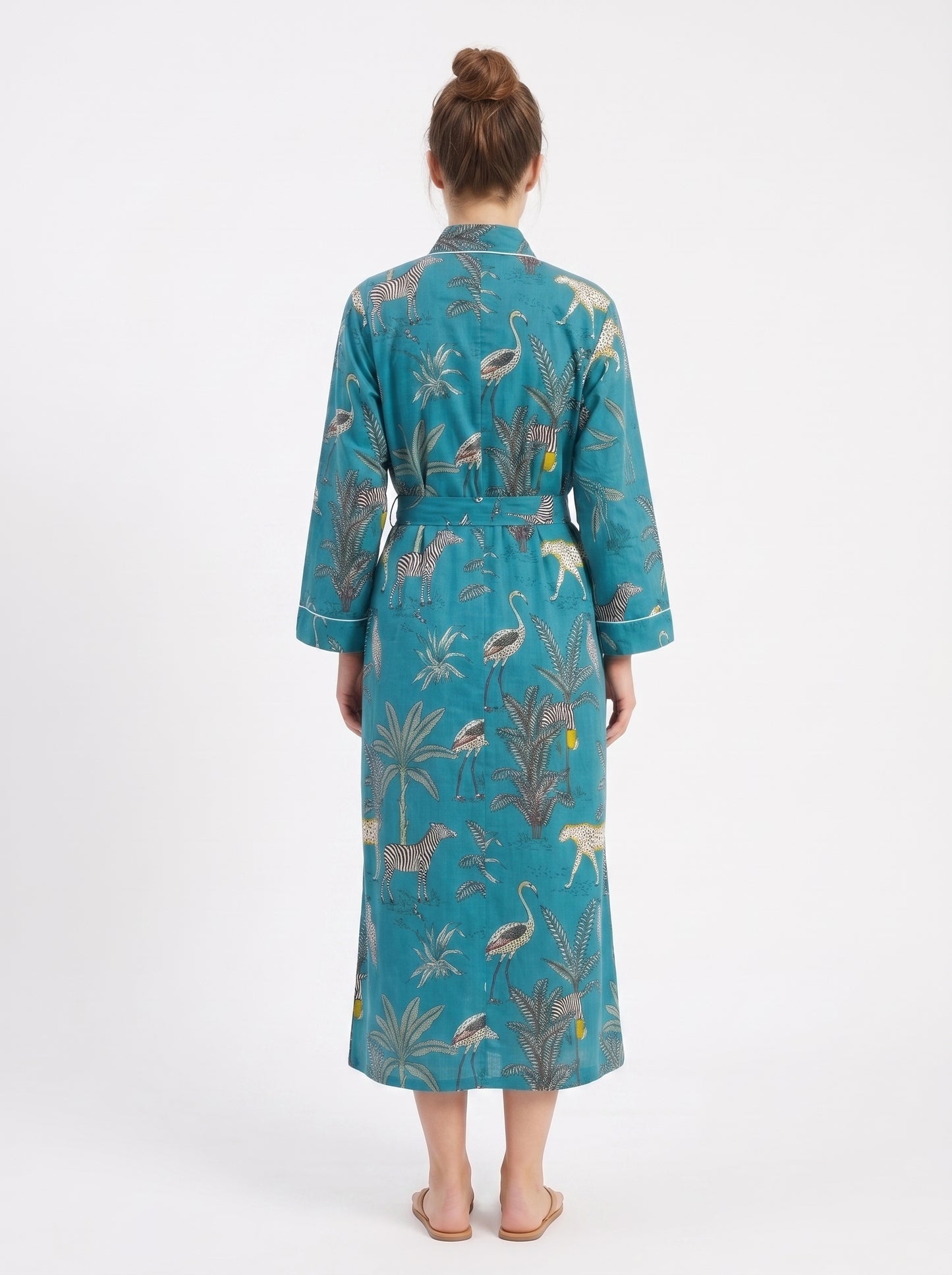 Teal Blue Safari – Women’s Cotton Kimono