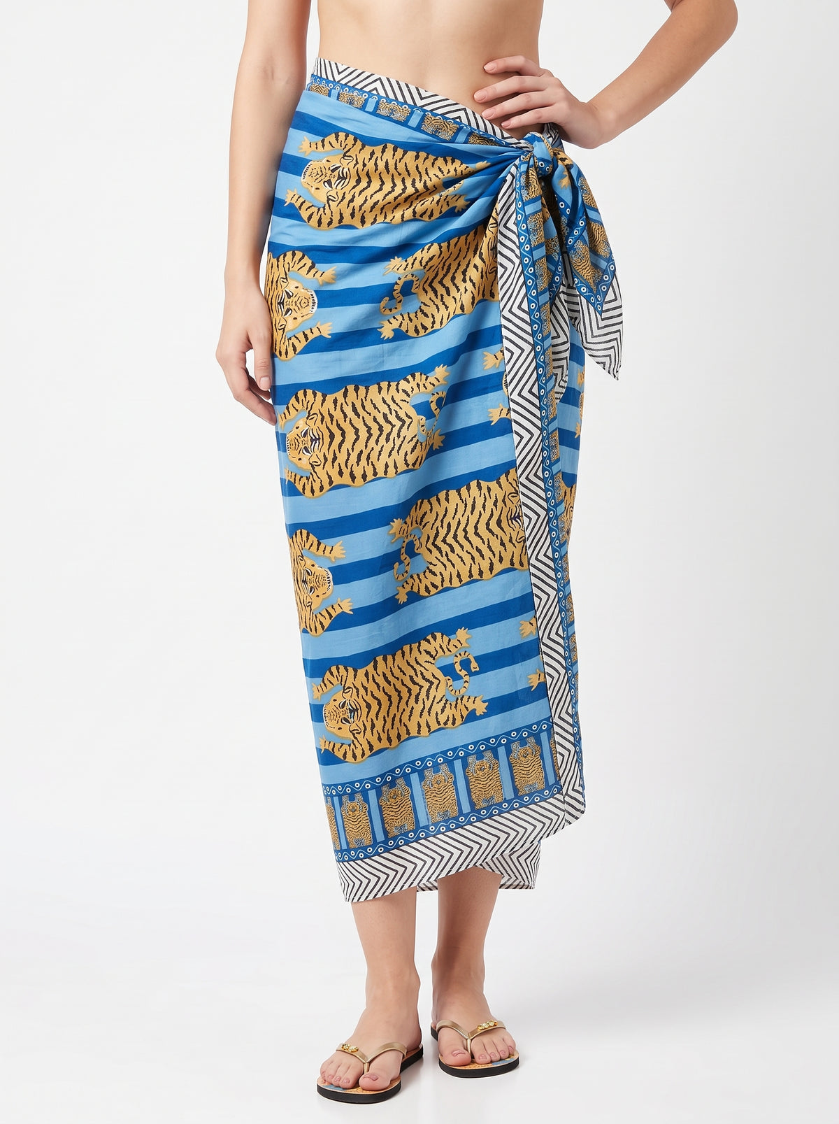 Blue Stripes Tiger Tibetan Sarong - Beach Cover