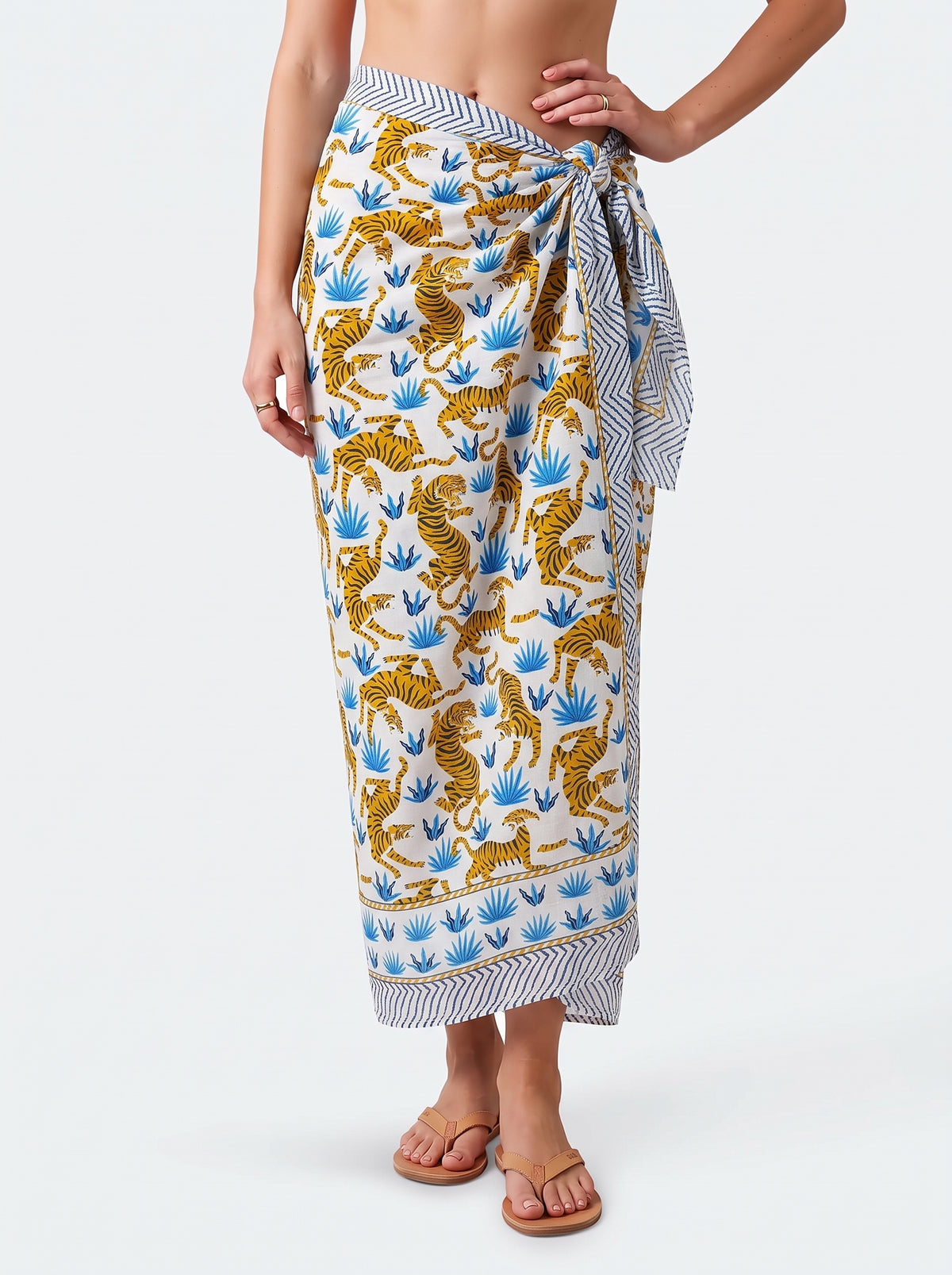 White Playful Sarong - Beach Cover