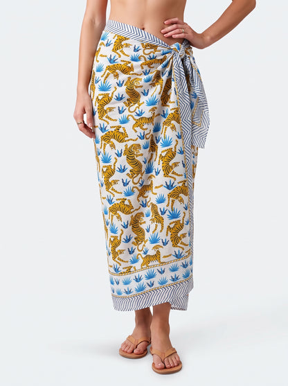 White Playful Sarong - Beach Cover