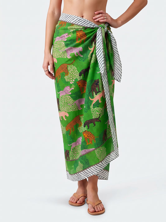 Tropical Green Sarong - Beach Cover