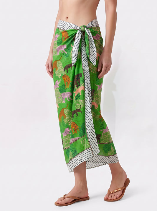 Tropical Green Sarong - Beach Cover